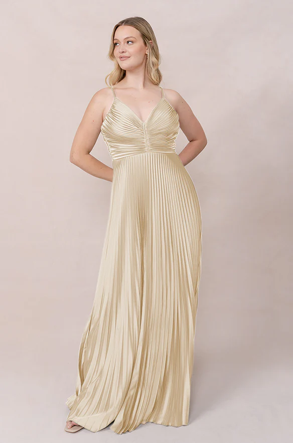 Vivian Satin Pleated Dress | Made To Order - Image 93