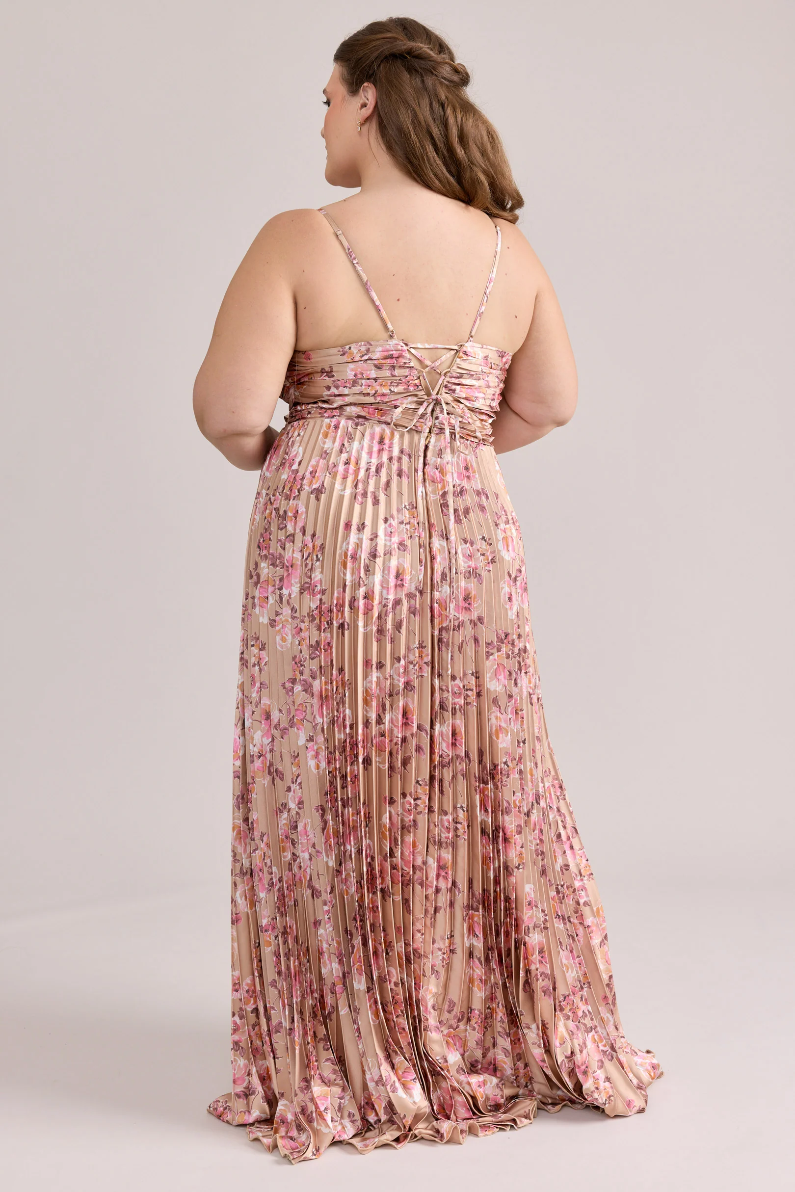 Vivian Satin Pleated Floral Print Dress | Made To Order - Image 82