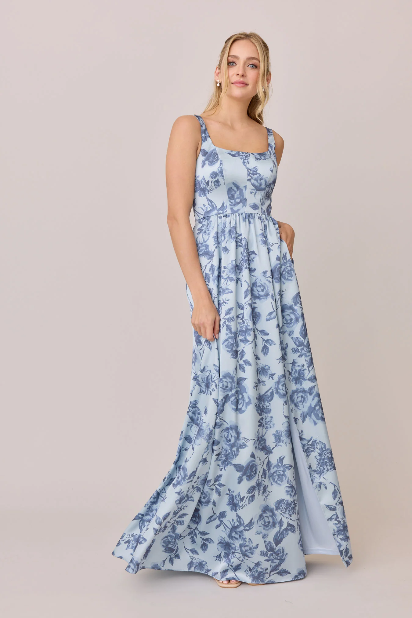 Whitney Satin Floral Print Dress | Made To Order