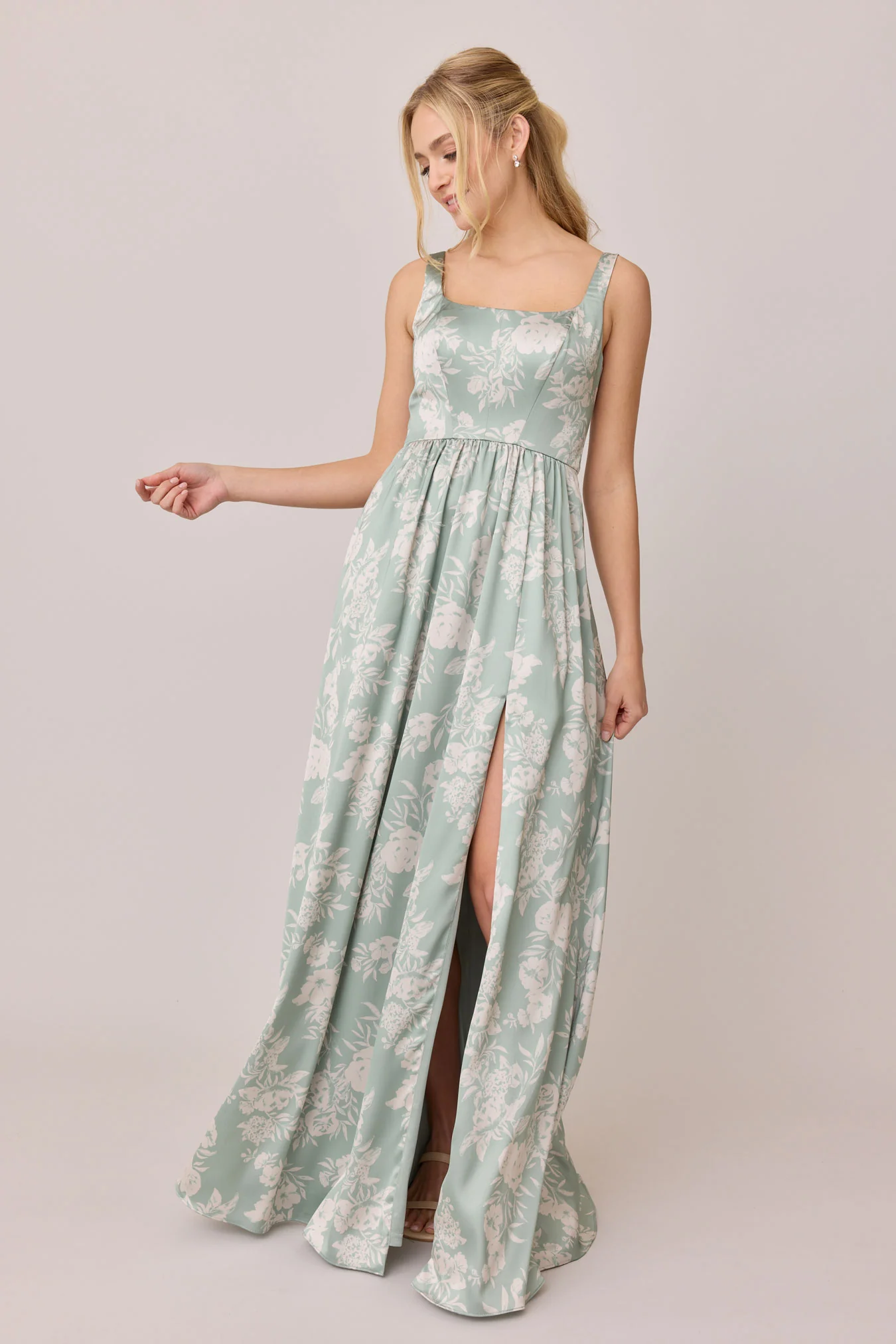 Whitney Satin Floral Print Dress | Made To Order - Image 67